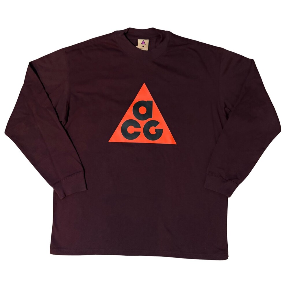 ACG T-Shirt Mens Large Burgundy Long Sleeve Graphic Crew Neck Pullover NWT - Picture 2 of 6